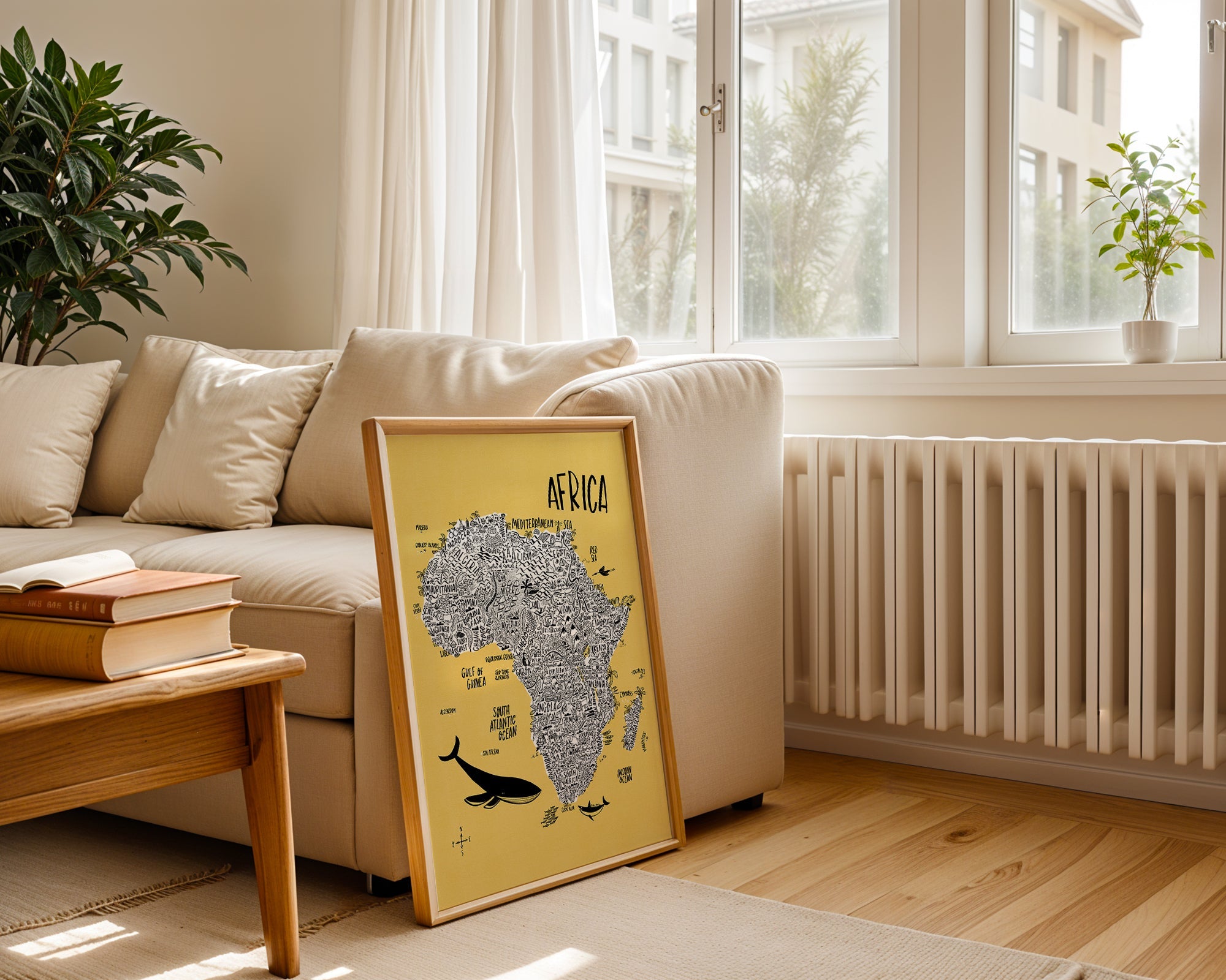 Huge continents map prints for living room decor by Sira Lobo
