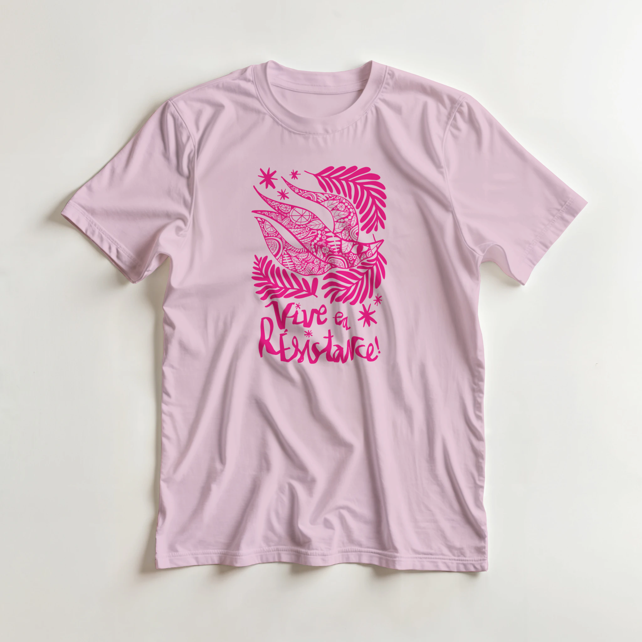 Pink t-shirt Vive la résistance by sira lobo