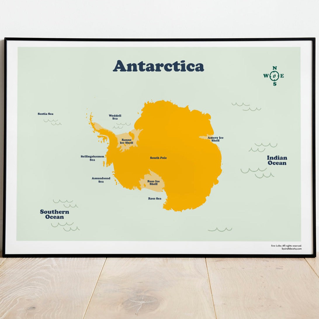 Antarctica Map. Instant Download