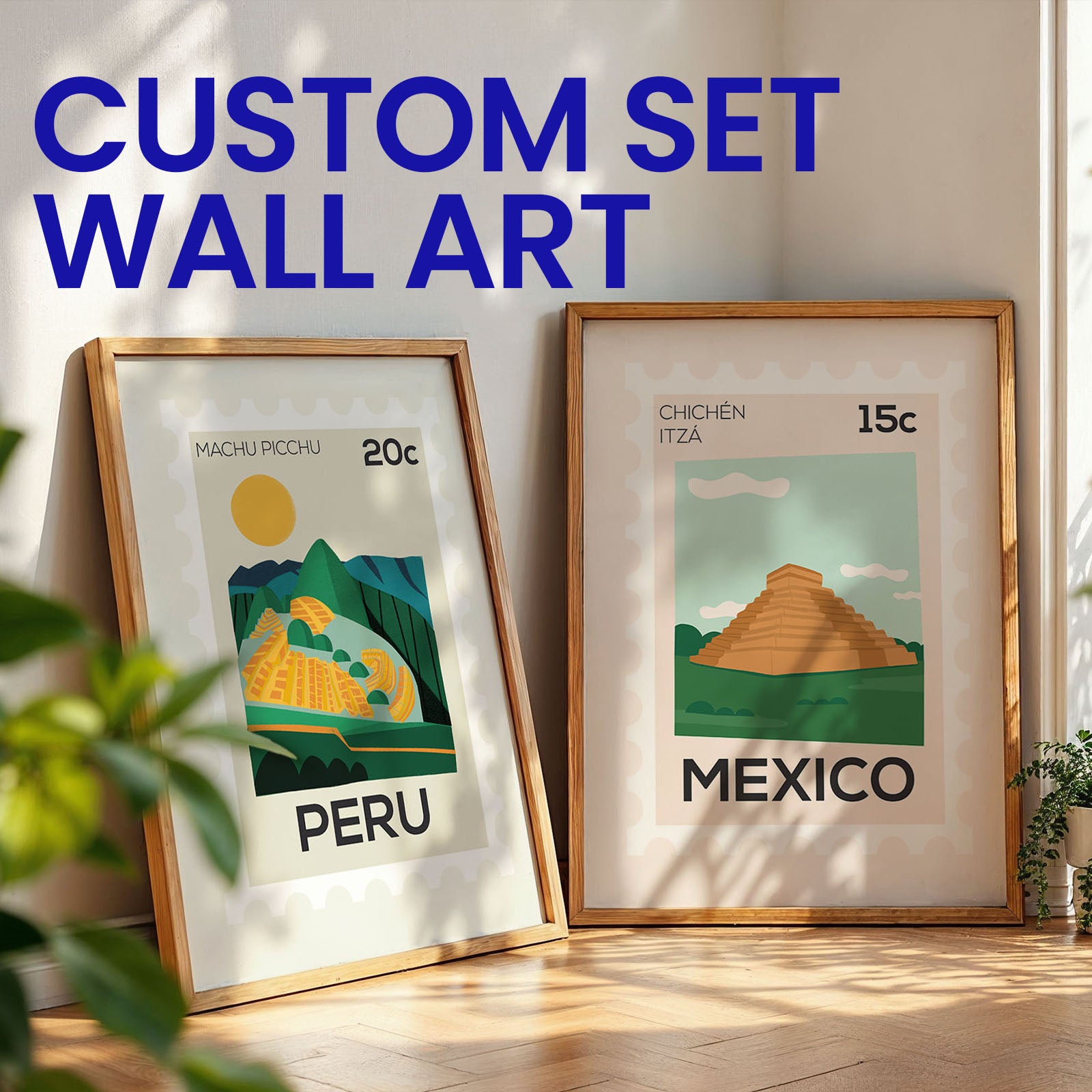 Custom Set of 2 Stamp-Style Places