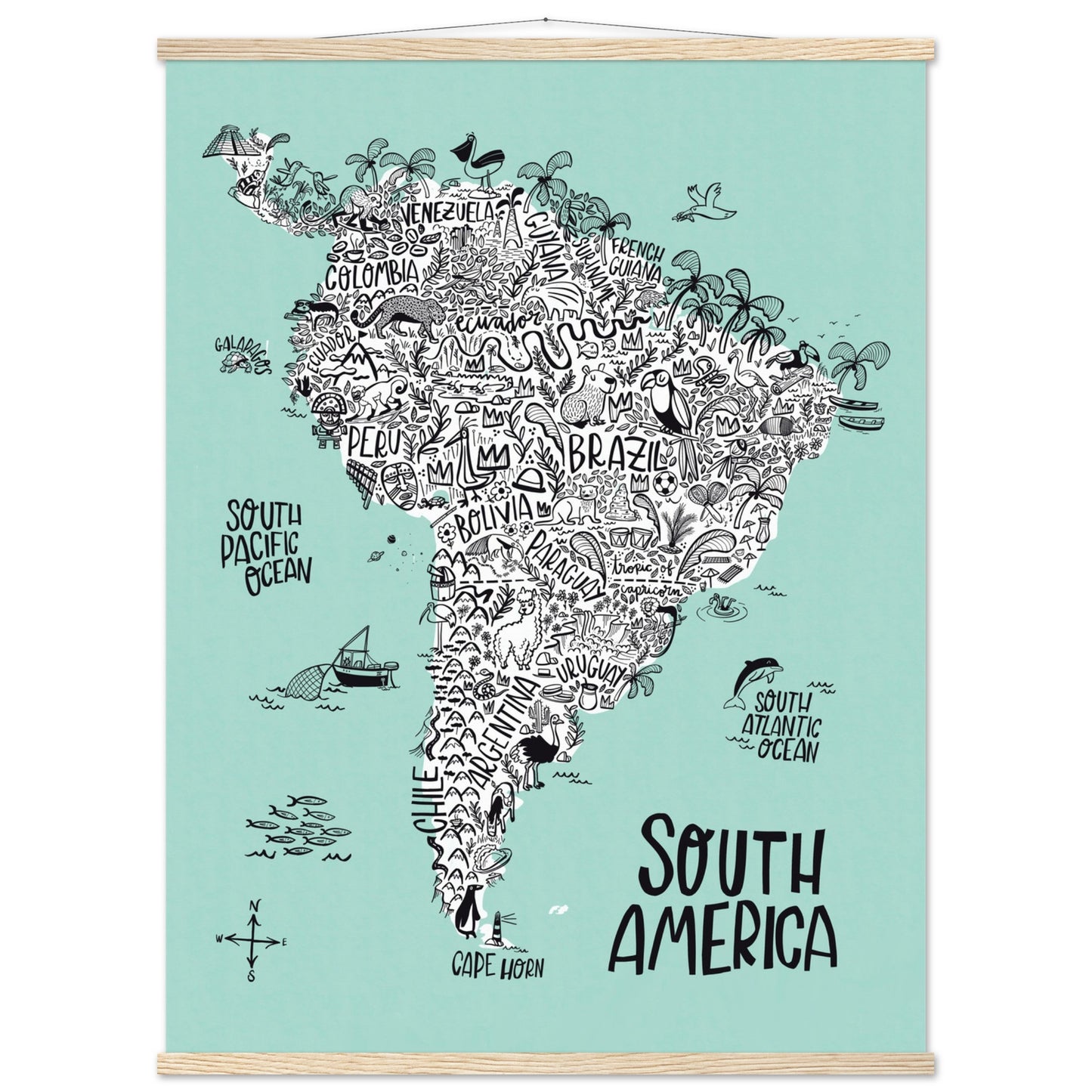 Mapa continental de América del Sur