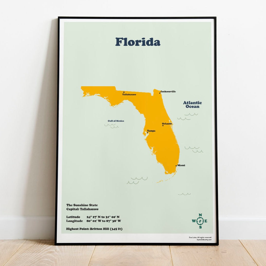 Mapa de Florida. Descarga instantánea