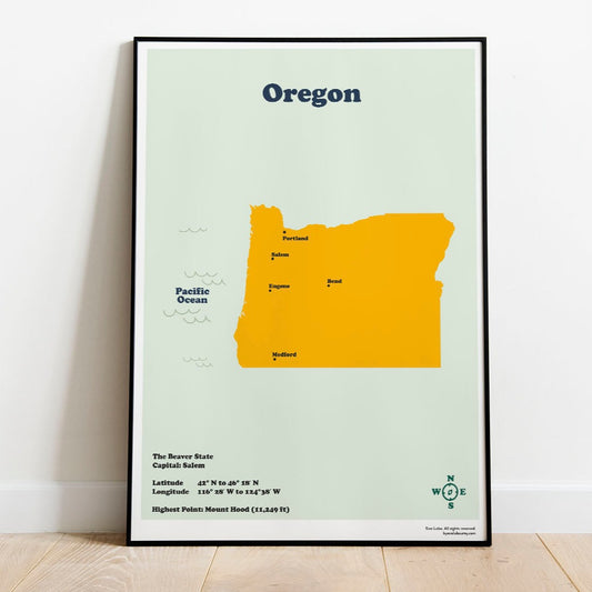 Oregon Map. Instant Download