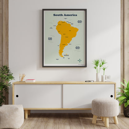 South America Map. Instant Download